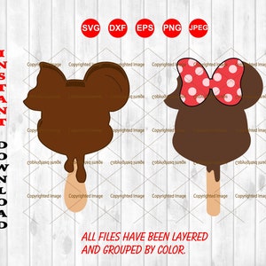 Minnie y Mickey Ice Cream Bar, svg cutting files - png  clipart -EPS vector files, INSTANT DOWNLOAD