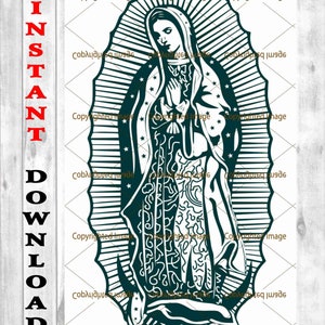 Virgen de Guadalupe svg archivos de corte, clipart -archivos vectoriales EPS, DESCARGA INSTANTE