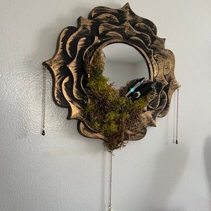 Crystal Nature Inspired Mirrors - Wall Decor - Nature Mirror - Fairy Decor - Witch Decor - Alt - Moss Art - Moss Mirror - Fairy Art - Mirror