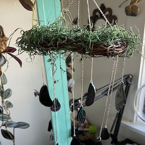 Fairy Butterfly wing Mobile- Resin and Moss mobile- fairy decor - boho decor- witch decor