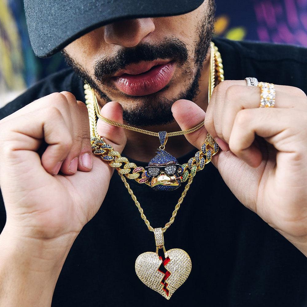 Iced Out Custom Pendants/broken Heart 