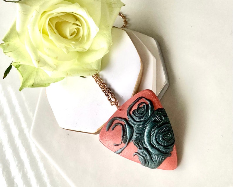 Copper Polymer Clay Pendant Gift Box Clay Jewellery Gift For Her