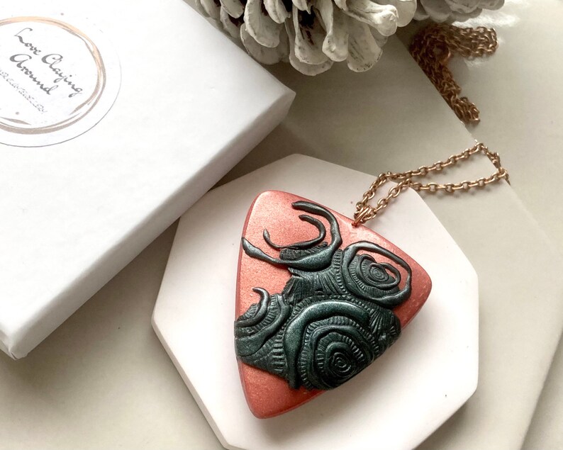 Copper Polymer Clay Pendant Gift Box Clay Jewellery Gift For Her