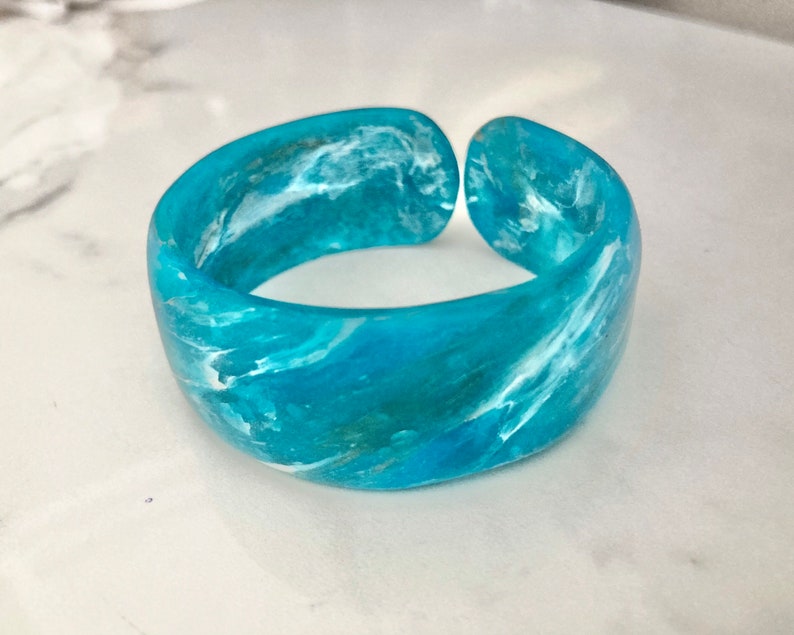 With a Gift Box Polymer Clay Jewellery a Gift For Her Wide Bangle Turquoise Polymer Clay Bangle