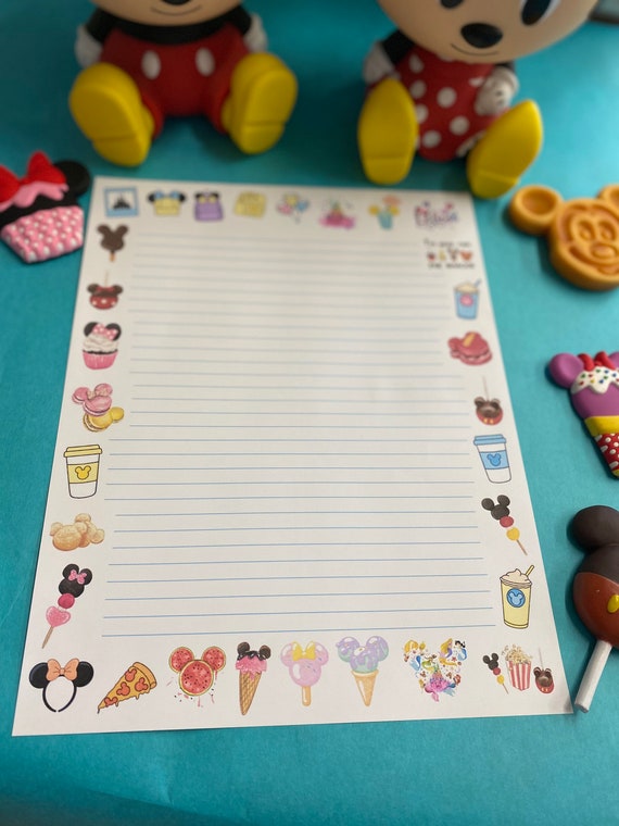 Disney Snacks-Inspired Lined Writing Paper