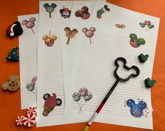 Disney-inspired Christmas lined writing paper, stationery