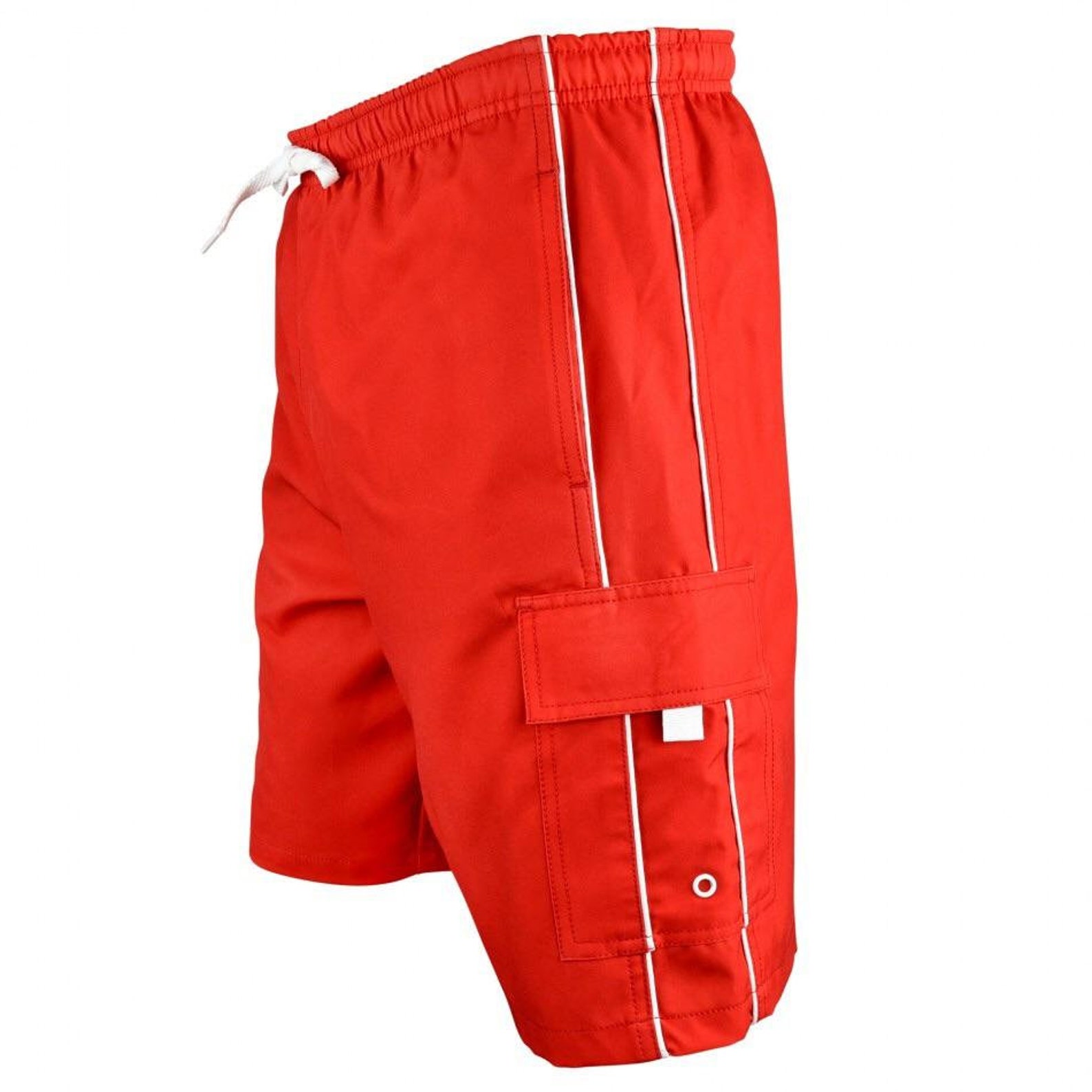 Mens Piped Lifeguard Board Shorts 8 Red / 100 Polyester / Swim Shorts / Quickdry / Swimwear Etsy