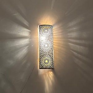 Moroccan brass wall sconce , moroccan sconce , Moroccan silver sconce, copper wall light, bronze sconce, handcrafted scone. image 1