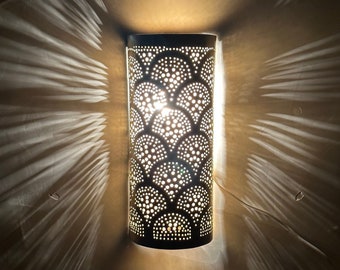 Moroccan brass wall light, Moroccan silver sconce, handmade copper wall light, handcrafted bronze wall lamp, Marrakesh boho sconce lamp