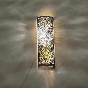 Moroccan brass wall sconce , moroccan sconce , Moroccan silver sconce, copper wall light, bronze sconce, handcrafted scone. image 5