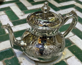 Moroccan silver teapot, Moroccan teapot for serving tea, Moroccan silver teapot handmade, teapot for serving tea.