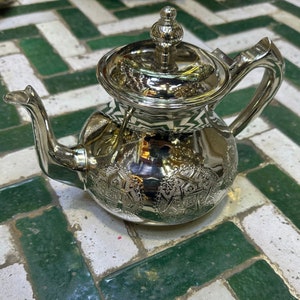 Moroccan silver teapot, Moroccan teapot for serving tea, Moroccan silver teapot handmade, teapot for serving tea.