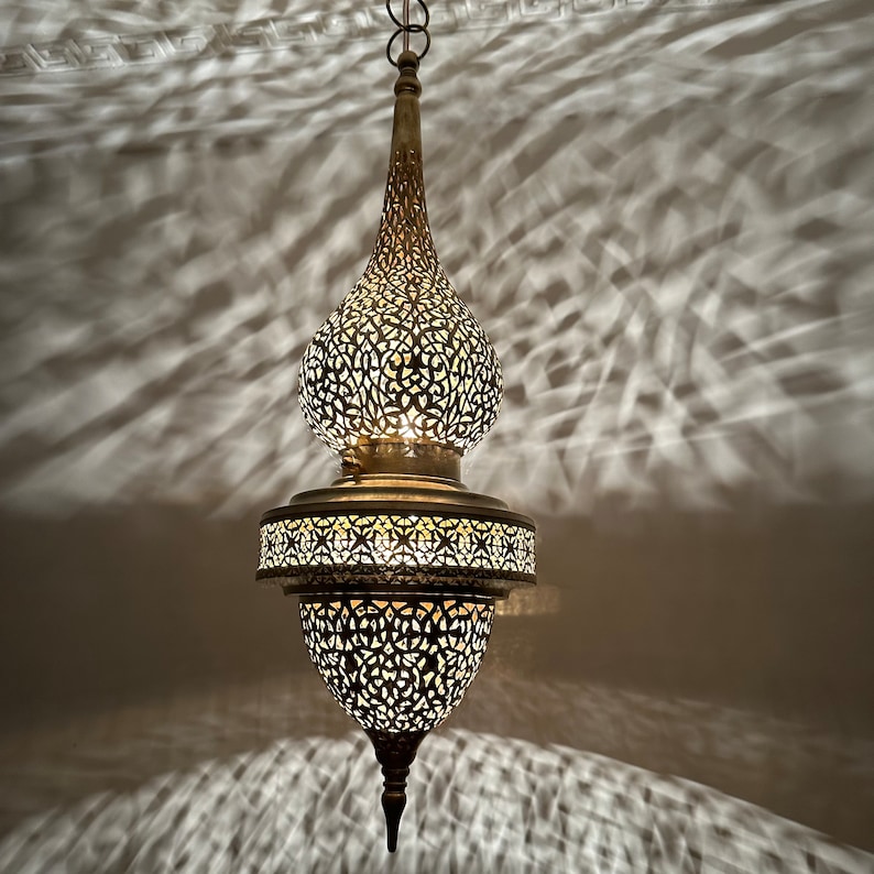 Moroccan pendant brass light, hanging lamp, moroccan chandelier , brass ceiling lamp,handmade chandelier,brass lamp, Morocco brass lantern image 3