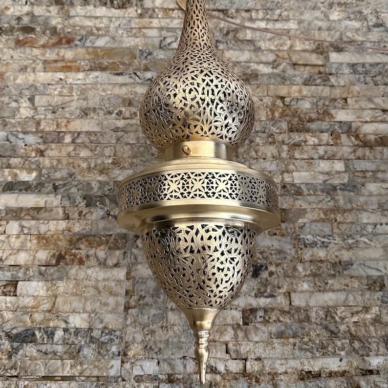 Moroccan pendant brass light, hanging lamp, moroccan chandelier , brass ceiling lamp,handmade chandelier,brass lamp, Morocco brass lantern image 7