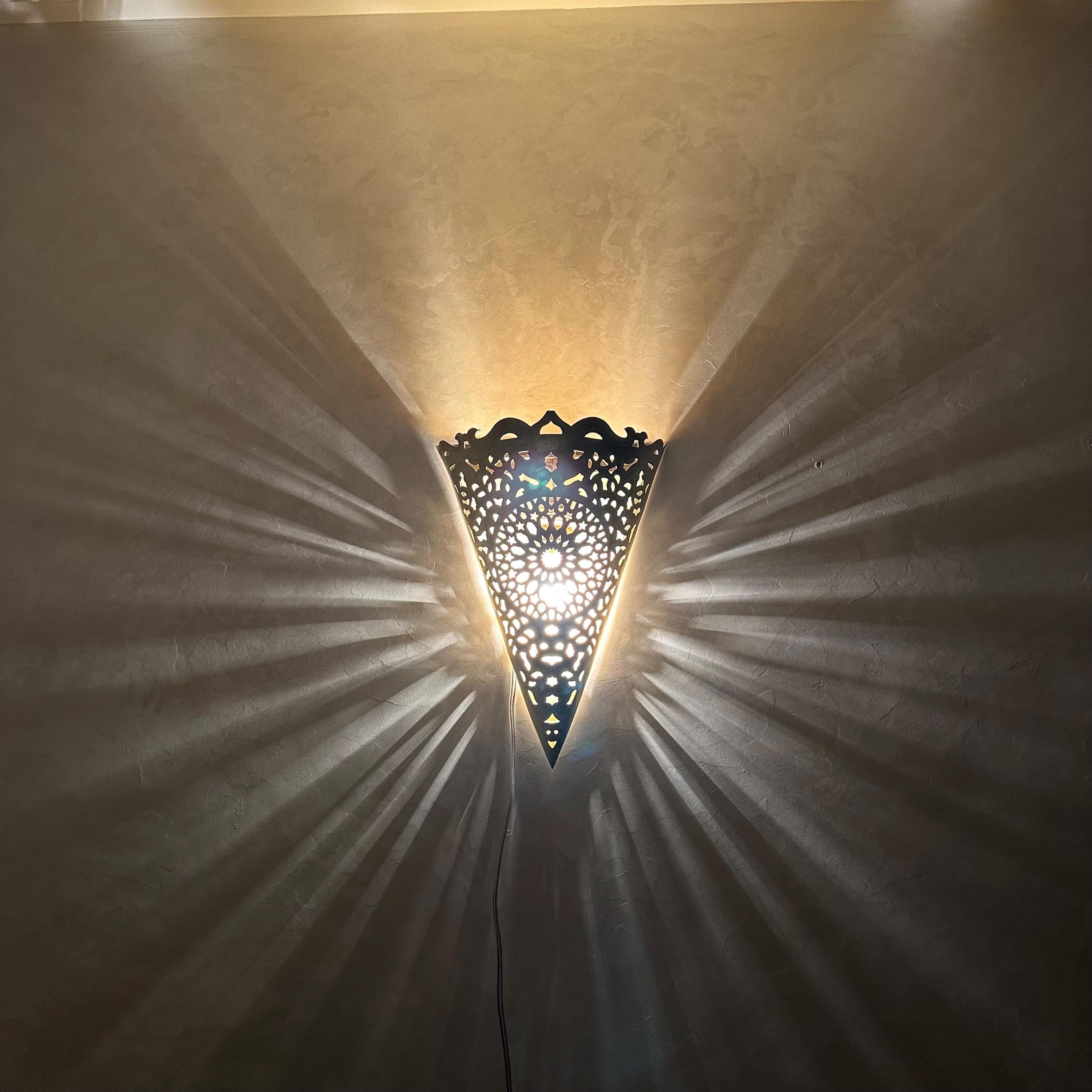 Moroccan Brass Sconce , Bronze Wall Lamp , Handcrafted Lamp