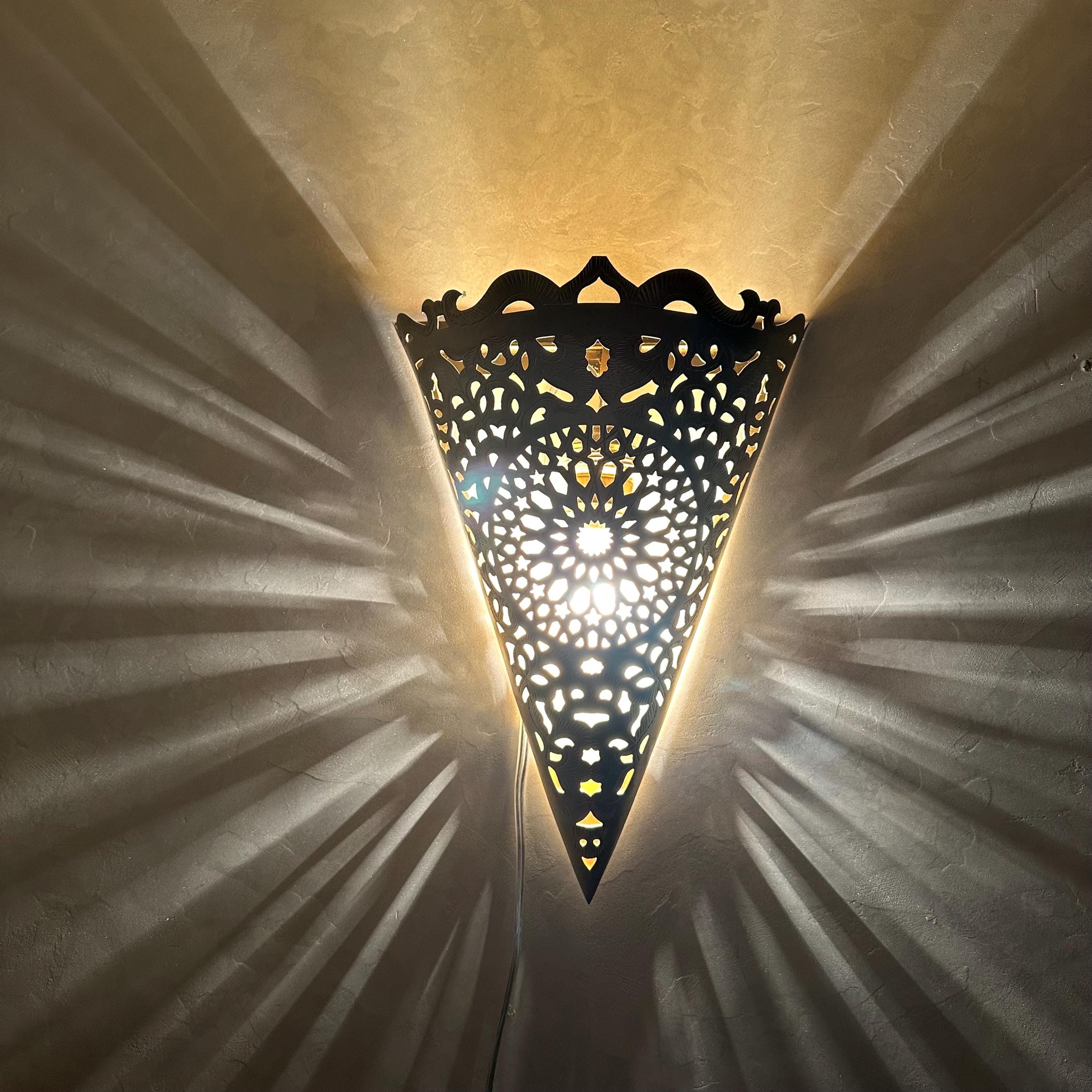 Moroccan Brass Sconce , Bronze Wall Lamp , Handcrafted Lamp