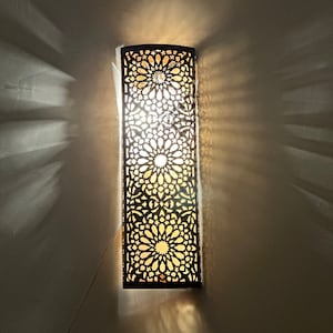 Moroccan brass wall sconce , moroccan sconce , Moroccan silver sconce, copper wall light, bronze sconce, handcrafted scone. image 4