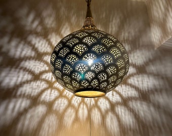 Moroccan brass chandelier lighting - Moroccan brass pendant light - silver ceiling lamp - Moroccan copper fixture - Moroccan hanging lamps .