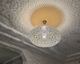 Moroccan brass chandelier lighting, bronze ceiling lamp , Moroccan  hanging lamp, silver ceiling light , Moroccan copper pendant light