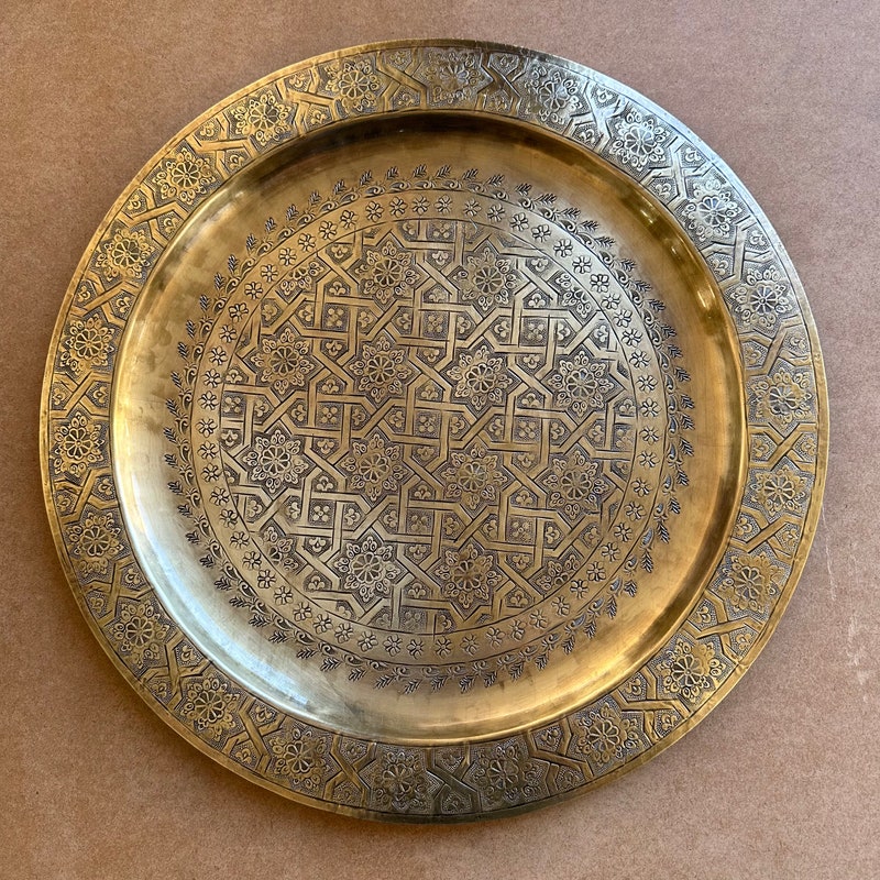 Moroccan Tray Round Gold - Etsy