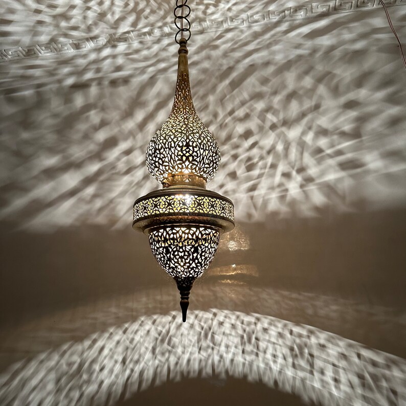Moroccan pendant brass light, hanging lamp, moroccan chandelier , brass ceiling lamp,handmade chandelier,brass lamp, Morocco brass lantern image 4
