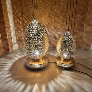 Moroccan brass table lamp, egg-shaped lamp, lampshade with light base, bronze floor lamp, lamp in 2 sizes