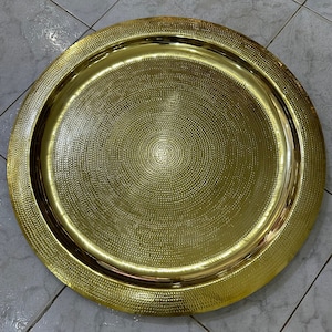 Moroccan brass tray, hammer design, artisanal tray with engraving, copper servitude tray, artisanal bronze tray, Moroccan copper tray