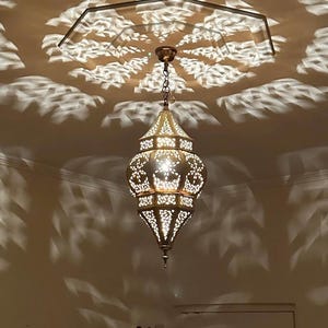 Moroccan brass pendant light,Moroccan brass ceiling light, handmade Moroccan light, silver Moroccan ceiling light,ceiling lamp, copper light