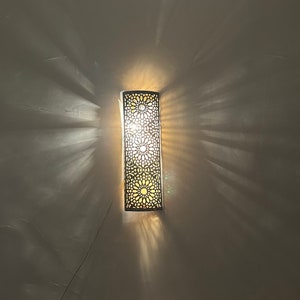 Moroccan brass wall sconce , moroccan sconce , Moroccan silver sconce, copper wall light, bronze sconce, handcrafted scone. image 9