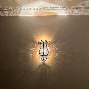 Moroccan brass wall  lamp ,handcrafted wall lamp lighting , copper sconce , bronze wall light ,Silver wall lamp, gold sconce, Fez wall light