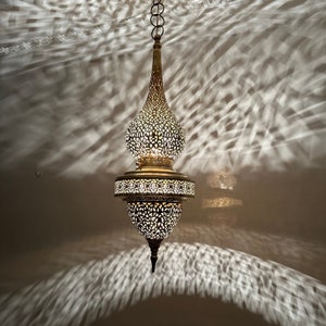 Moroccan pendant brass light, hanging lamp, moroccan chandelier , brass ceiling lamp,handmade chandelier,brass lamp, Morocco brass lantern image 5