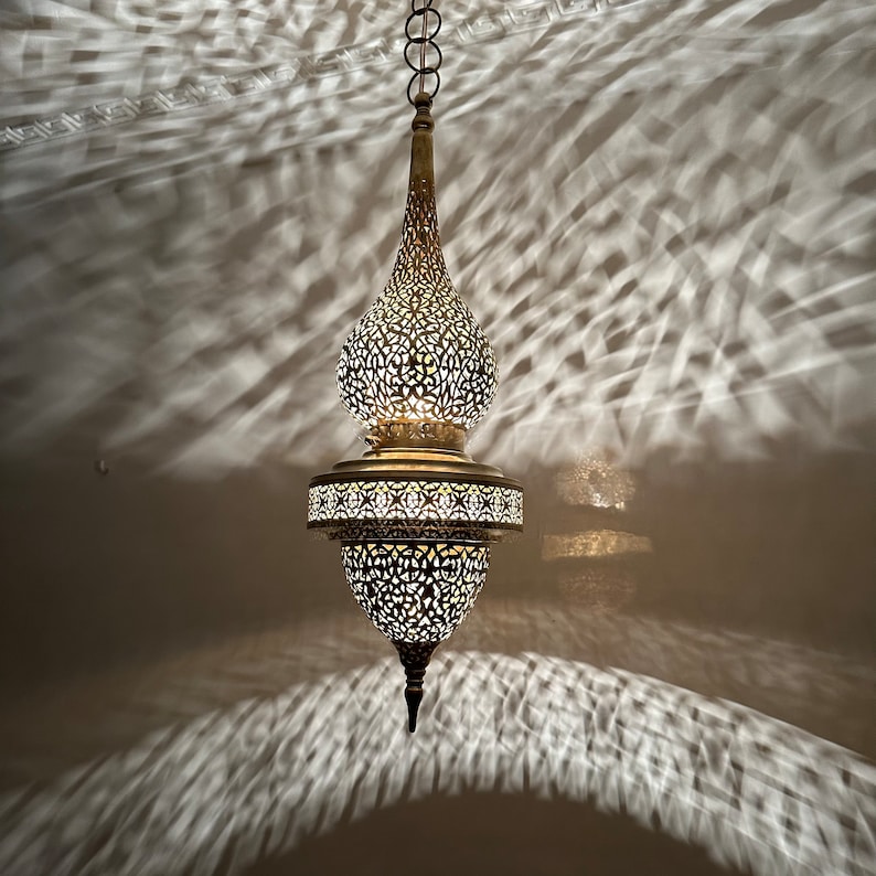 Moroccan pendant brass light, hanging lamp, moroccan chandelier , brass ceiling lamp,handmade chandelier,brass lamp, Morocco brass lantern image 5
