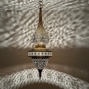 Moroccan pendant brass light, hanging lamp, moroccan chandelier , brass ceiling lamp,handmade chandelier,brass lamp, Morocco brass lantern image 2
