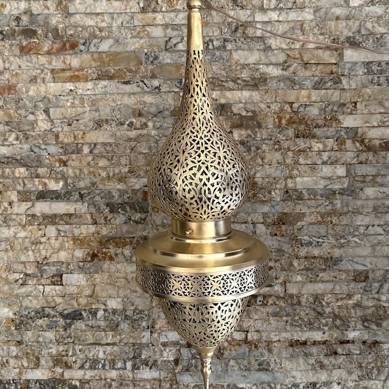 Moroccan pendant brass light, hanging lamp, moroccan chandelier , brass ceiling lamp,handmade chandelier,brass lamp, Morocco brass lantern image 6