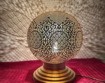 Moroccan table lamp brass light, bronze bedside lamp, Moroccan night light, Handmade lampshade , arts lamp light decor, brass shade lamp