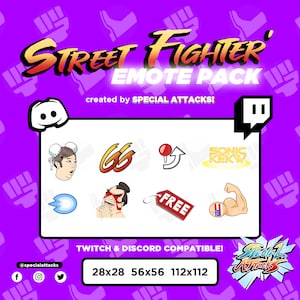 Street Fighter Fighting Game Twitch - Discord 8 Emotes Bundle Pack