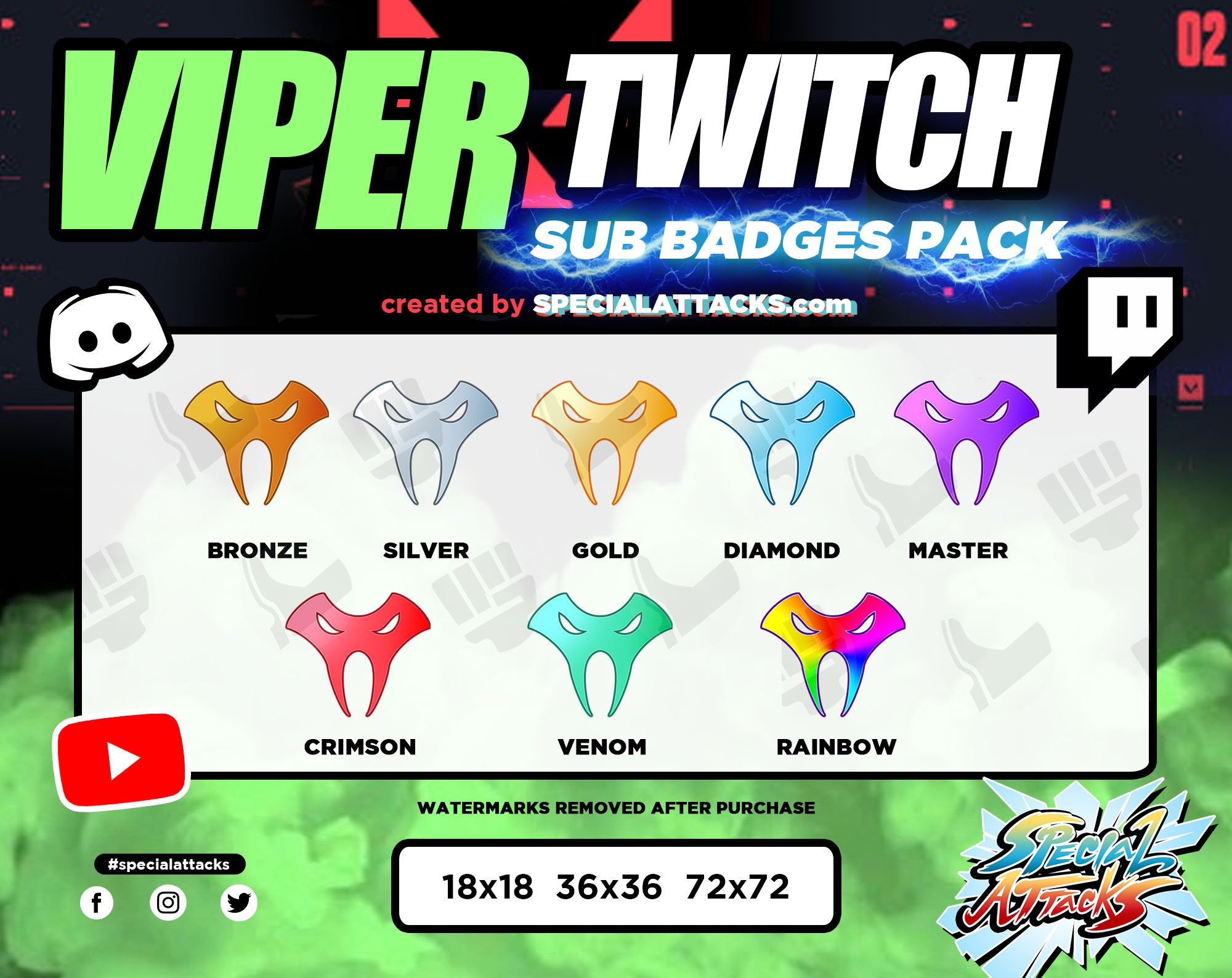 Twitch Discord Sub Badge Pack Valorant Viper Etsy