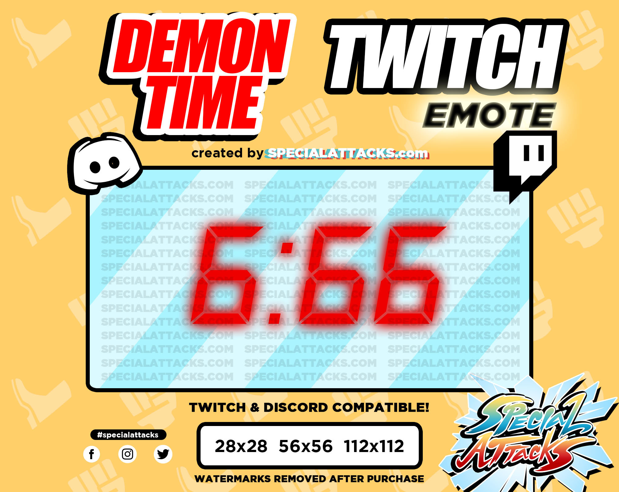 Twitch Discord Emote Demon Time 666 Clock Etsy