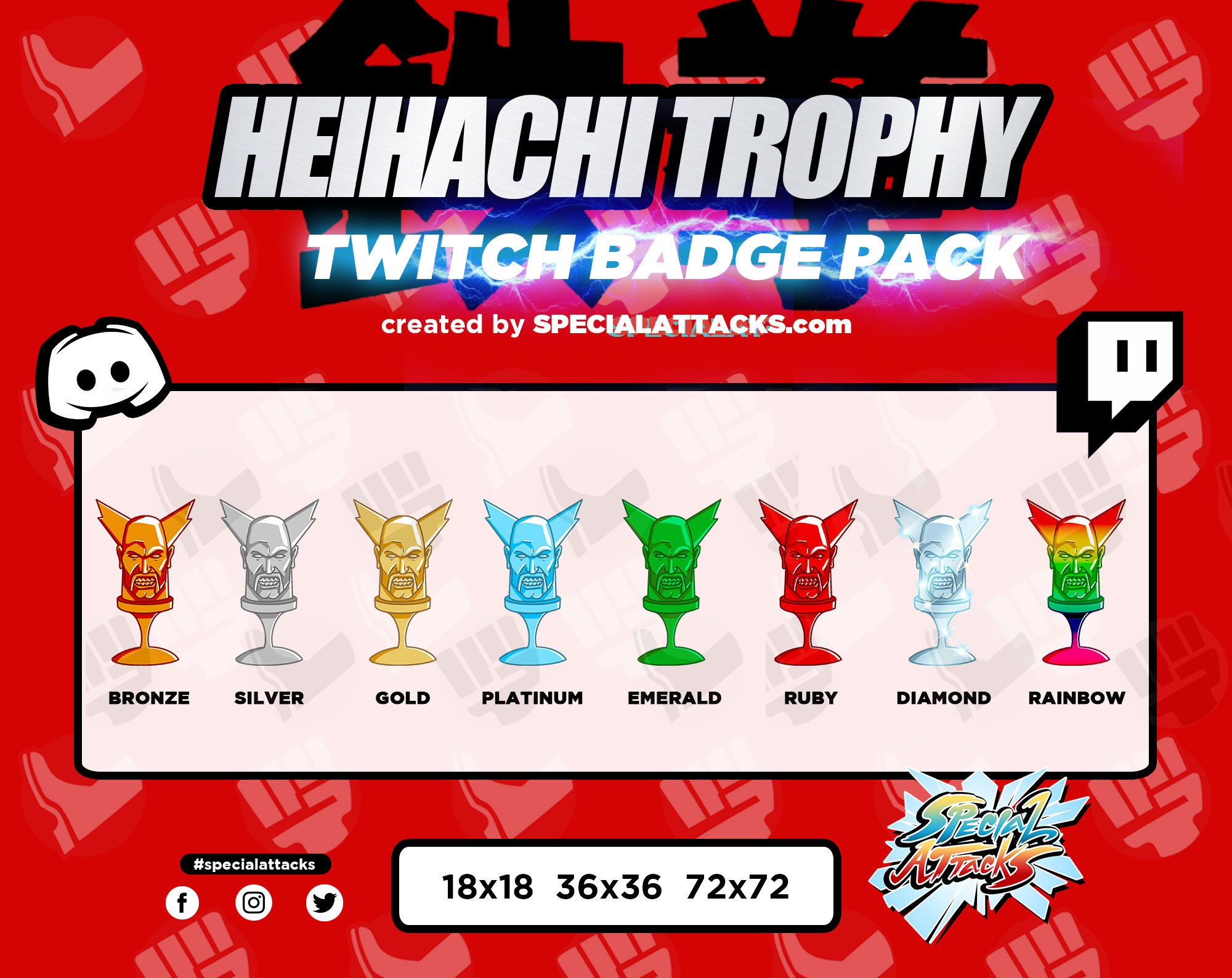 Tekken Twitch Sub Badge 8 Pack Heihachi Trophy Collection Etsy