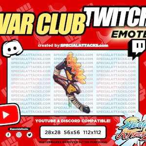 Könnte beinhalten: Eine digitale Illustration einer Streitkolben mit einem roten, orangefarbenen und goldenen Farbschema. Das Bild ist für ein Twitch-Emote und ist mit YouTube und Discord kompatibel. Der Text "WAR CLUB TWITCH EMOTE" befindet sich oben im Bild. Der Text "created by SPECIALATTACKS.com" befindet sich unter dem Bild. Der Text "#specialattacks" befindet sich unten im Bild. Der Text "YOUTUBE & DISCORD COMPATIBLE!" befindet sich in der Mitte des Bildes. Der Text "28x28 56x56 112x112" befindet sich unter dem Text "YOUTUBE & DISCORD COMPATIBLE!" Der Text "WATERMARKS REMOVED AFTER PURCHASE" befindet sich unter dem Text "28x28 56x56 112x112".
