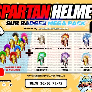Twitch - Discord Spartan Warrior Helmet 14 Sub Badges Mega Pack