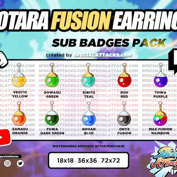 Twitch - Discord Sub Badge Pack | Potara Fusion Earrings