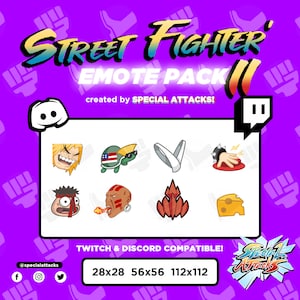 Street Fighter Fighting Game Twitch Discord 8 Emotes Bundle Pack