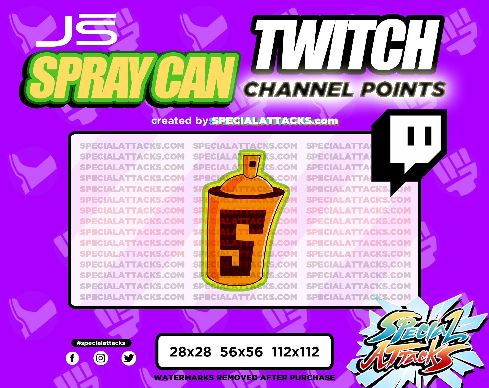 Twitch Channel Points Emote JS Spray Can Spray Paint Graffiti Skater Etsy
