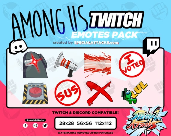 Twitch Discord Among Us Game 8 Emote Pack Etsy - among us roblox shirt template