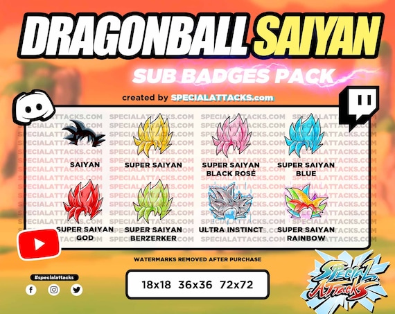 Twitch Discord Saiyan Sub Badge Pack Dragonball Z Etsy Canada