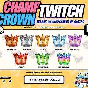Twitch - Discord Sub Badge Pack | Champion Crown