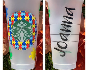 Autism Awareness Personalized Starbucks cold reusable cup tumbler