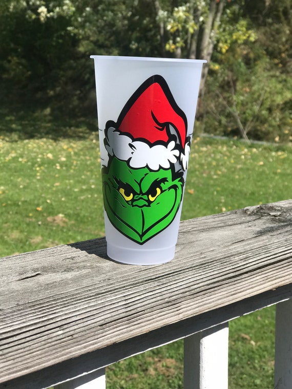 Grinch Tumbler Cup Christmas Tumbler Cup Seasonal Tumbler Cup Cold Reusable  Cup 24 Oz. 