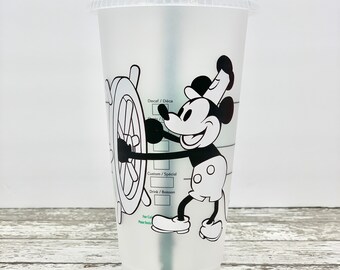 Mickey Mouse Steamboat Custom Reusable Starbuck cup, Disney gift, Mickey Mouse accessory, Disney Inspired cup, Minnie Mouse